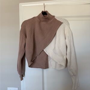 Two-Tone Ribbed Sweater